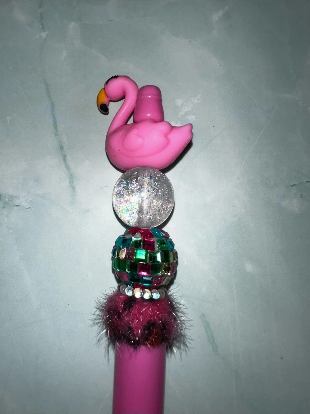 Pink Flamingo Bead-Topped Ballpoint Pen
